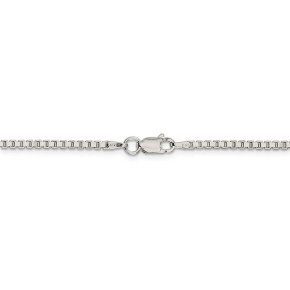 1.9mm, Sterling Silver, Solid Box Chain Necklace, 20 Inch